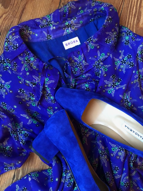 royal blue suede block heel court shoes Thumbnail