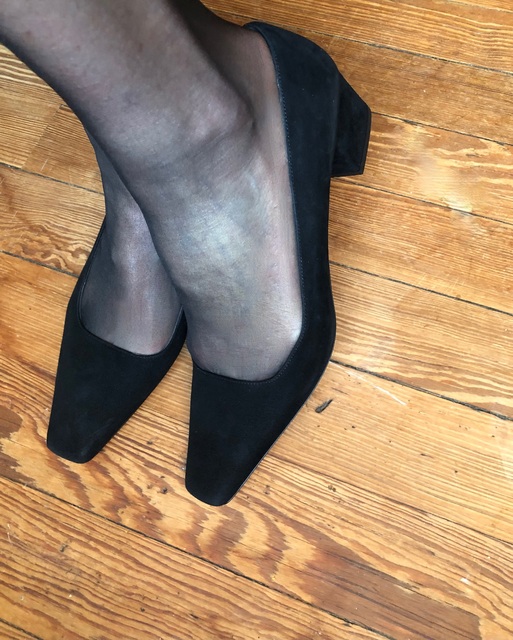 black suede court shoes Thumbnail