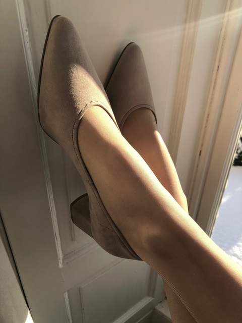 neutral nude suede court shoes
