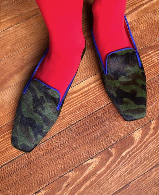 Camo Ponyskin Loafers Luxury Pony Hair Shoes