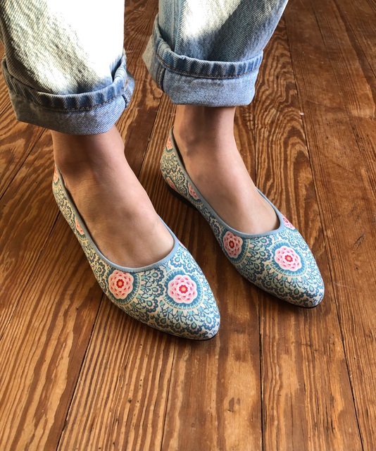 Blue Patterned Ballet Pumps Funky Flat Shoes