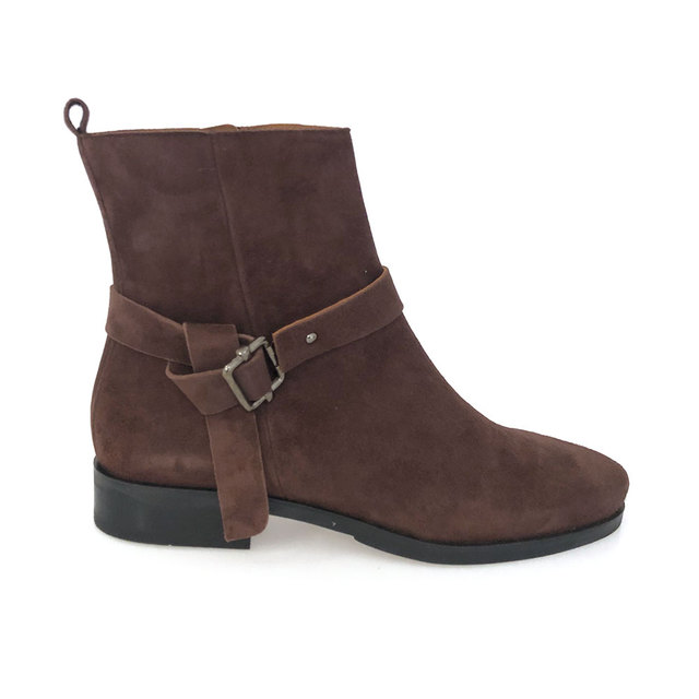 brown suede boots with strap