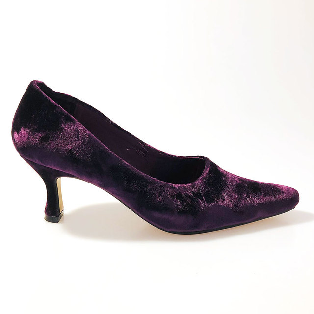 Dark purple Velvet Classic Court Shoe Thumbnail