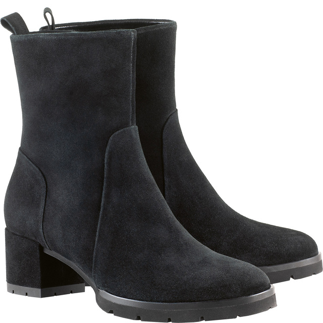 black suede ankle boots with chunky sole