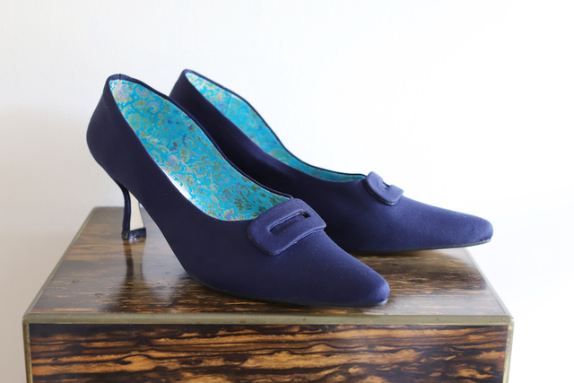French Navy Buckle Court Shoes