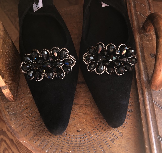 blue black silver beaded shoe clips