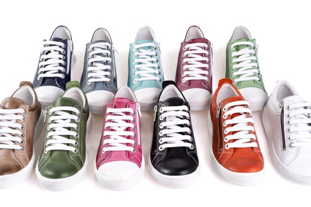multi coloured leather sneakers