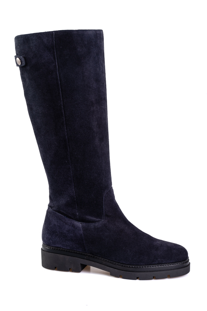 navy blue long suede boots Thumbnail