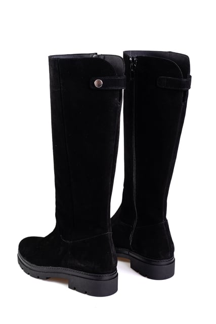 Black suede boots online long