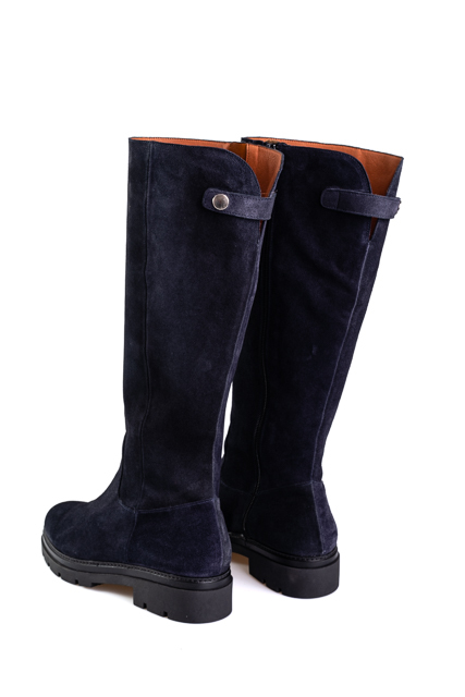 navy long boots with chunky sole Thumbnail