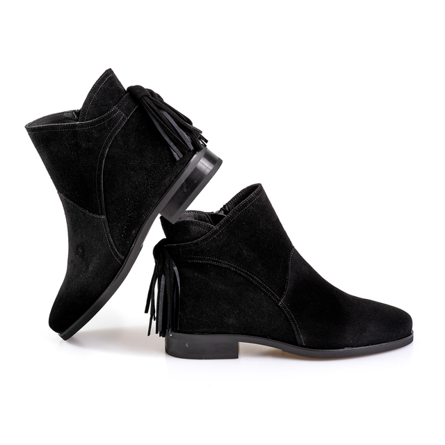 black suede ankle tassel ankle boots