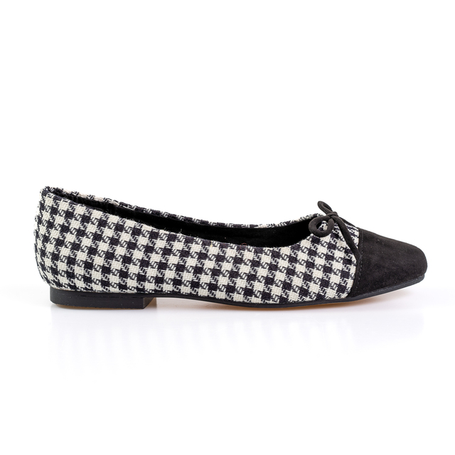 dogtooth tweed flat shoes