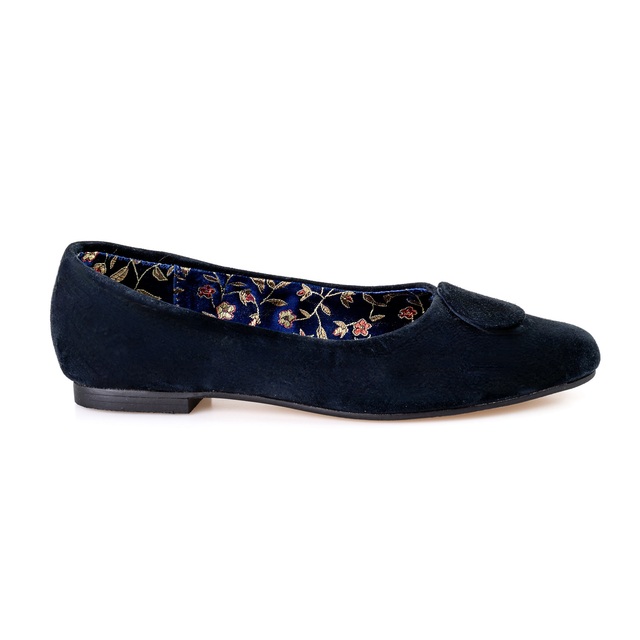 flat shoes navy blue suede Thumbnail