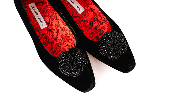 black velvet court shoes  Thumbnail