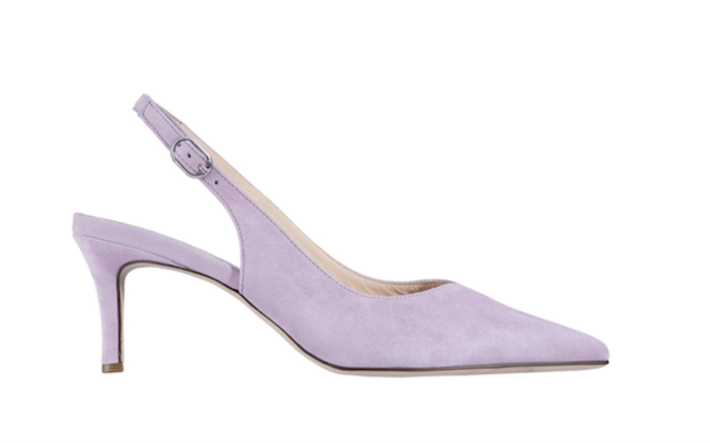 lavender suede stiletto slingback shoes