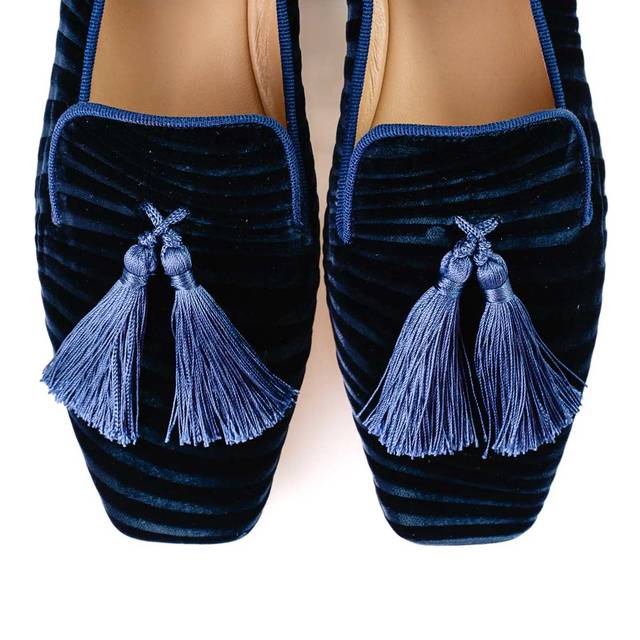 blue velvet loafers Thumbnail