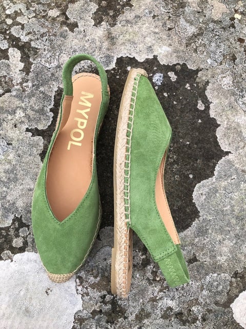 green slingback summer sandals