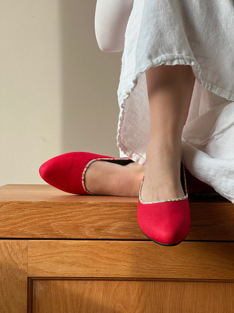 Red Linen Pumps LAST PAIR UK9 ONLY Mandarina Shoes