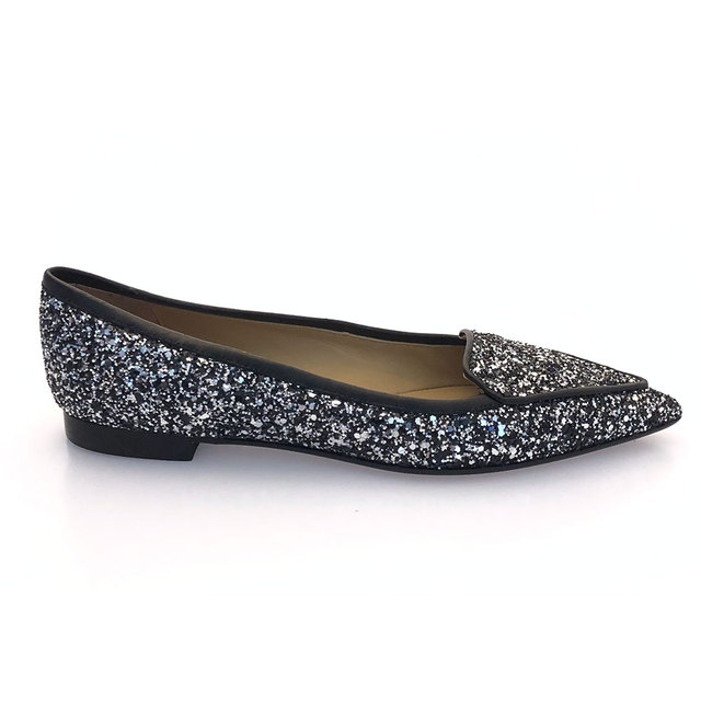 silver glitter flat party shoes