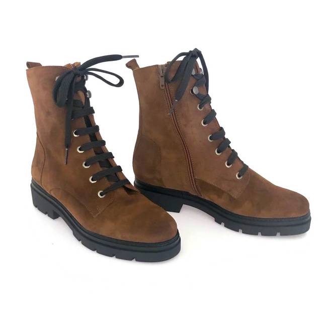 brown suede combat boots Thumbnail