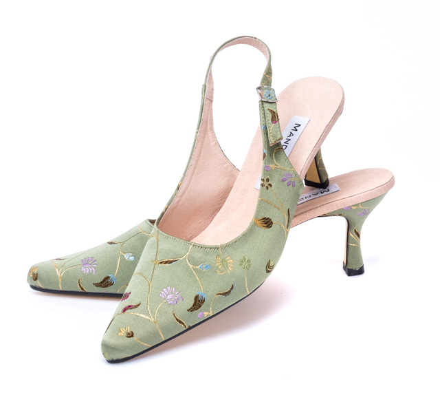 green slingback shoes