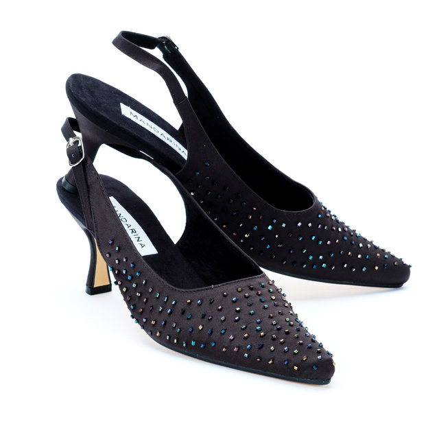 black glitter evening shoes