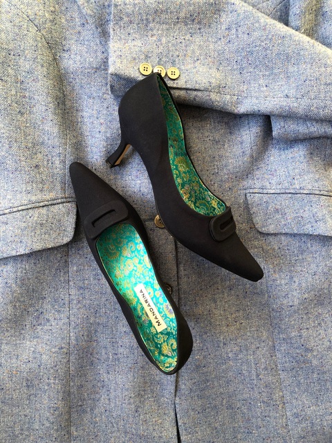 French Navy Buckle Court Shoes