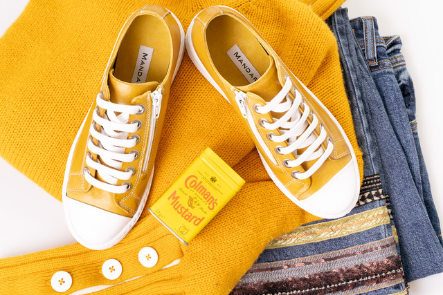 Mustard Leather Sneakers  Thumbnail