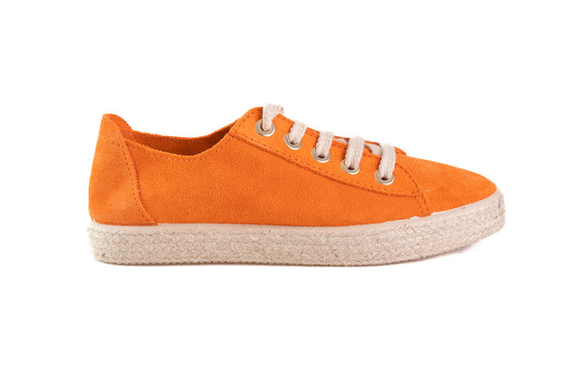 orange suede lace up shoes