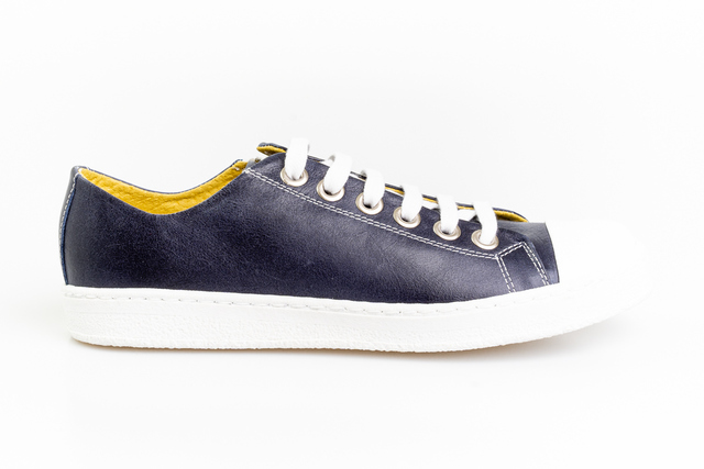 Navy Leather Sneakers  Thumbnail