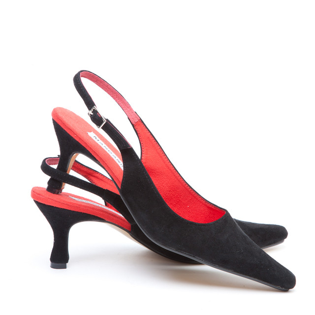black suede slingback shoes