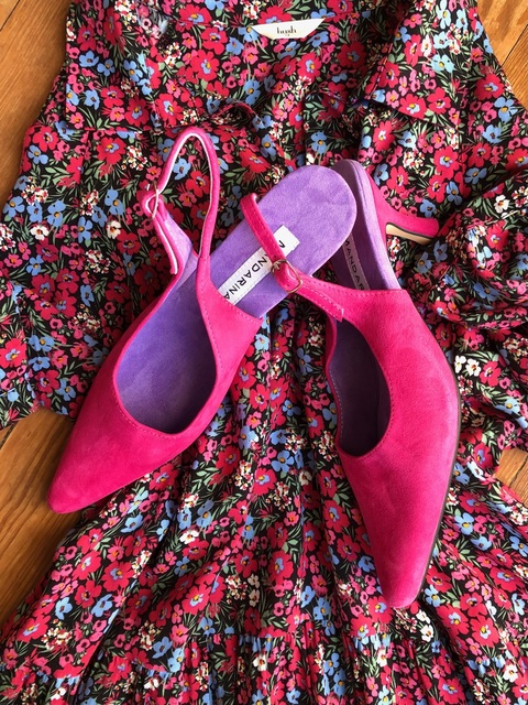 bright pink slingback shoes Thumbnail