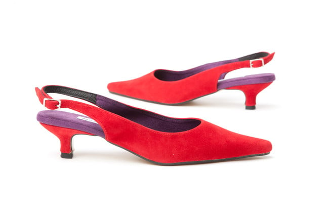 Handmade Red Suede Kitten Heels | Sale 