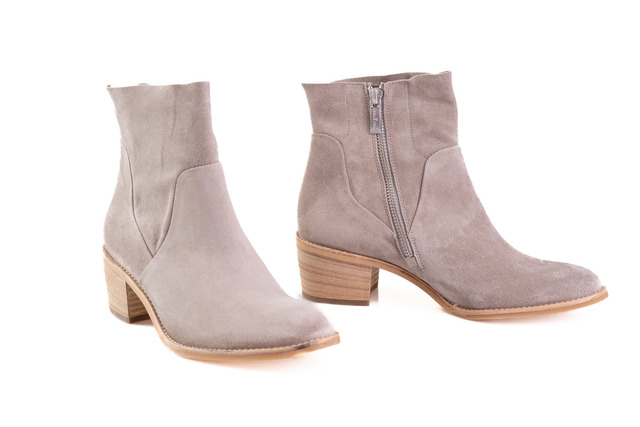 stone suede cuban heel boots