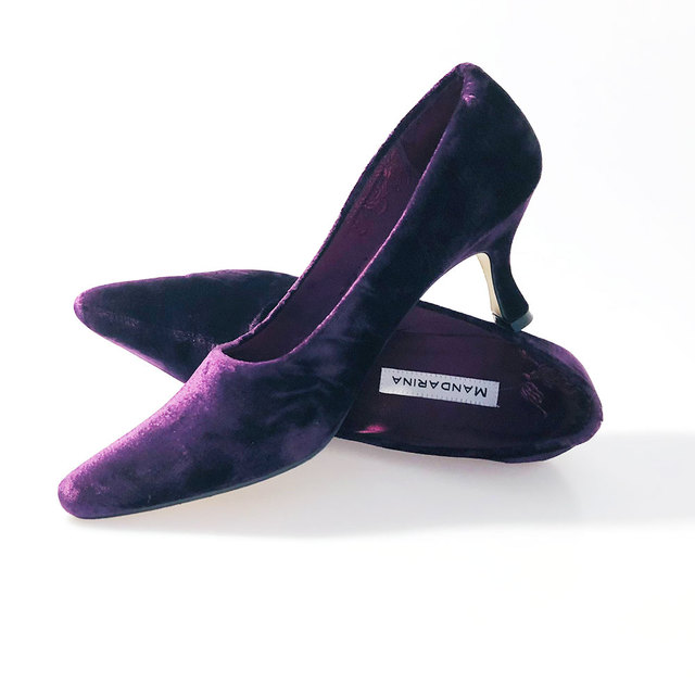 Purple Velvet Court Shoe Thumbnail