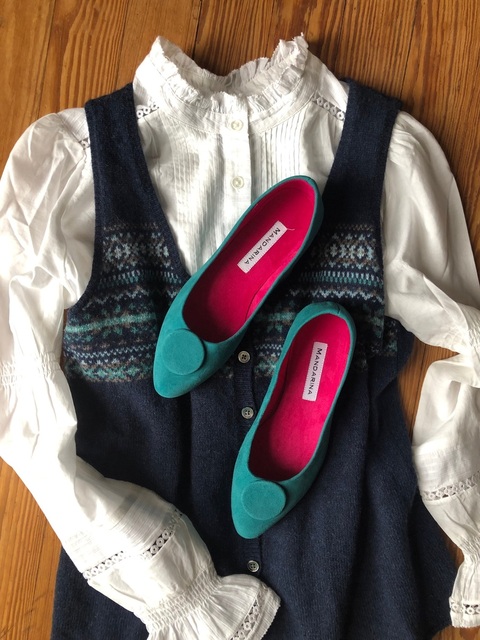 peacock blue suede flat shoes