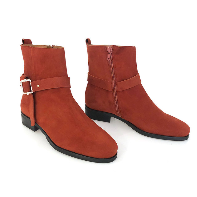 terracotta suede ankle boots Thumbnail