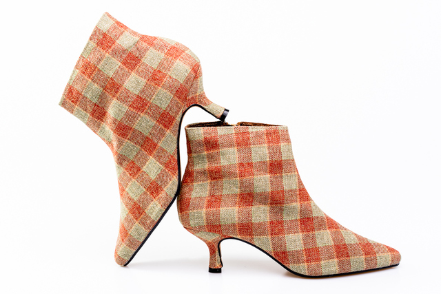 Tartan kitten shop heel boots
