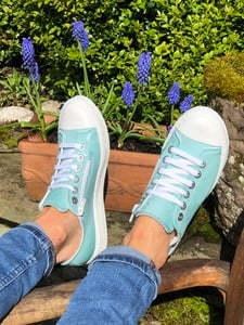 Turquoise Leather Sneakers 