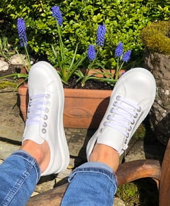 all white leather sneakers
