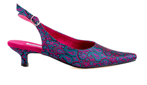 paisley patterned kitten heel shoes