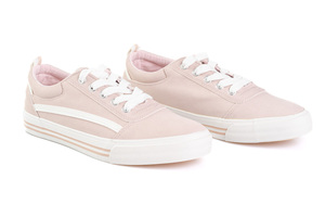 Pink and white sneakers 