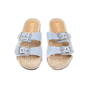 buckle slider sandals in blue 