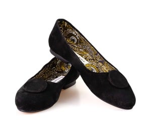 black suede ballet flats