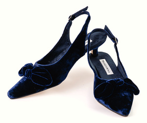 navy velvet slingback shoes