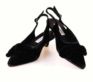 black velvet party shoes with bow