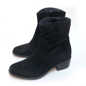 black suede cowboy style ankle boots