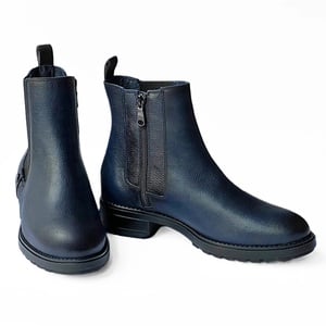 blue leather Chelsea boots for women