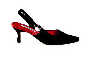 black velvet high heel slingback shoes