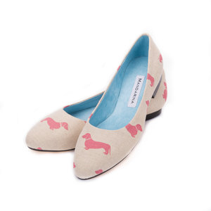 Dachsie Print Pumps / Pink